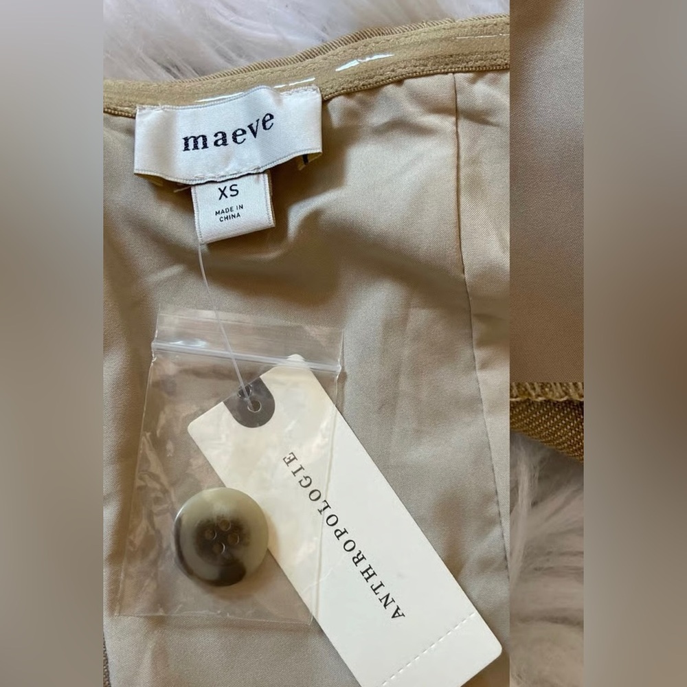Maeve Strapless Taupe Button-Front Mini Dress - Picture 9 of 10